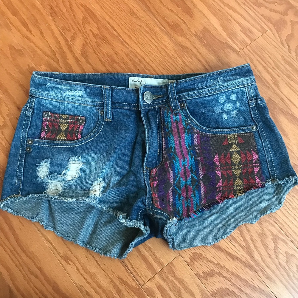 Beautiful tribal print denim shorts